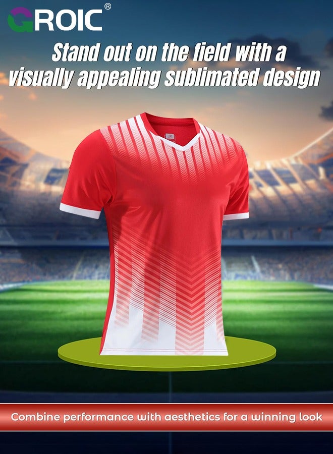 Football Jersey Soccer Jerseys for Men/Women/Youth, Mesh Athletic Football Shirts, Personalize Soccer Fan Jerseys Short and Socks Set, Football Suits,Football Jersey Set, 175-180 CM
