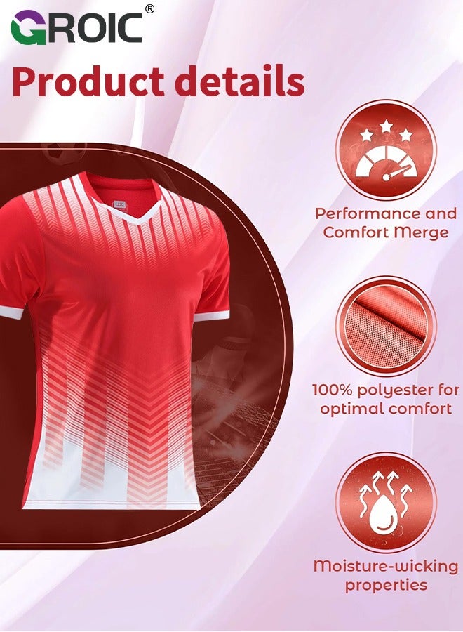 Football Jersey Soccer Jerseys for Men/Women/Youth, Mesh Athletic Football Shirts, Personalize Soccer Fan Jerseys Short and Socks Set, Football Suits,Football Jersey Set, 175-180 CM