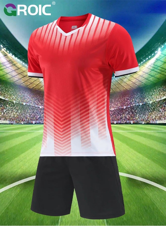 Football Jersey Soccer Jerseys for Men/Women/Youth, Mesh Athletic Football Shirts, Personalize Soccer Fan Jerseys Short and Socks Set, Football Suits,Football Jersey Set, 175-180 CM