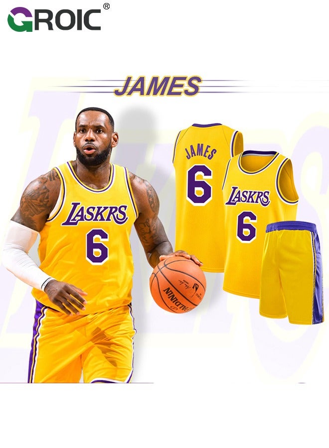 Basketball Jersey, Lebron James Jersey 6# Basketball T Shirt and Shorts, Basketball Jersey Shirt for Adults, Basketball Suits, Basketball Jersey Set, Suitable for 175-180CM