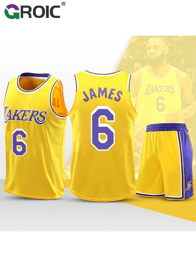 Basketball Jersey, Lebron James Jersey 6# Basketball T Shirt and Shorts, Basketball Jersey Shirt for Adults, Basketball Suits, Basketball Jersey Set, Suitable for 175-180CM