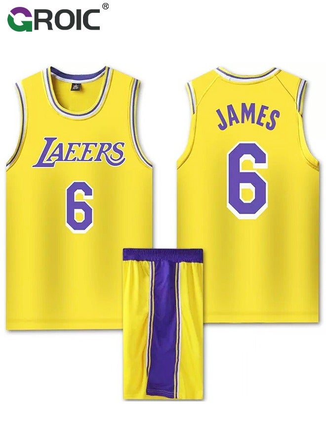 Basketball Jersey, Lebron James Jersey 6# Basketball T Shirt and Shorts, Basketball Jersey Shirt for Adults, Basketball Suits, Basketball Jersey Set, Suitable for 175-180CM