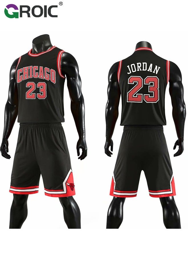 Basketball Jersey, Michael Jordan Jersey 23# Basketball T Shirt and Shorts, Basketball Jersey Shirt for Adults, Basketball Suits, Basketball Jersey Set, Suitable for 175-180CM