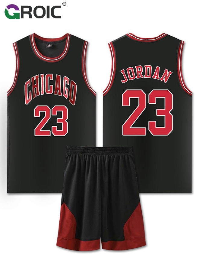 Basketball Jersey, Michael Jordan Jersey 23# Basketball T Shirt and Shorts, Basketball Jersey Shirt for Adults, Basketball Suits, Basketball Jersey Set, Suitable for 175-180CM