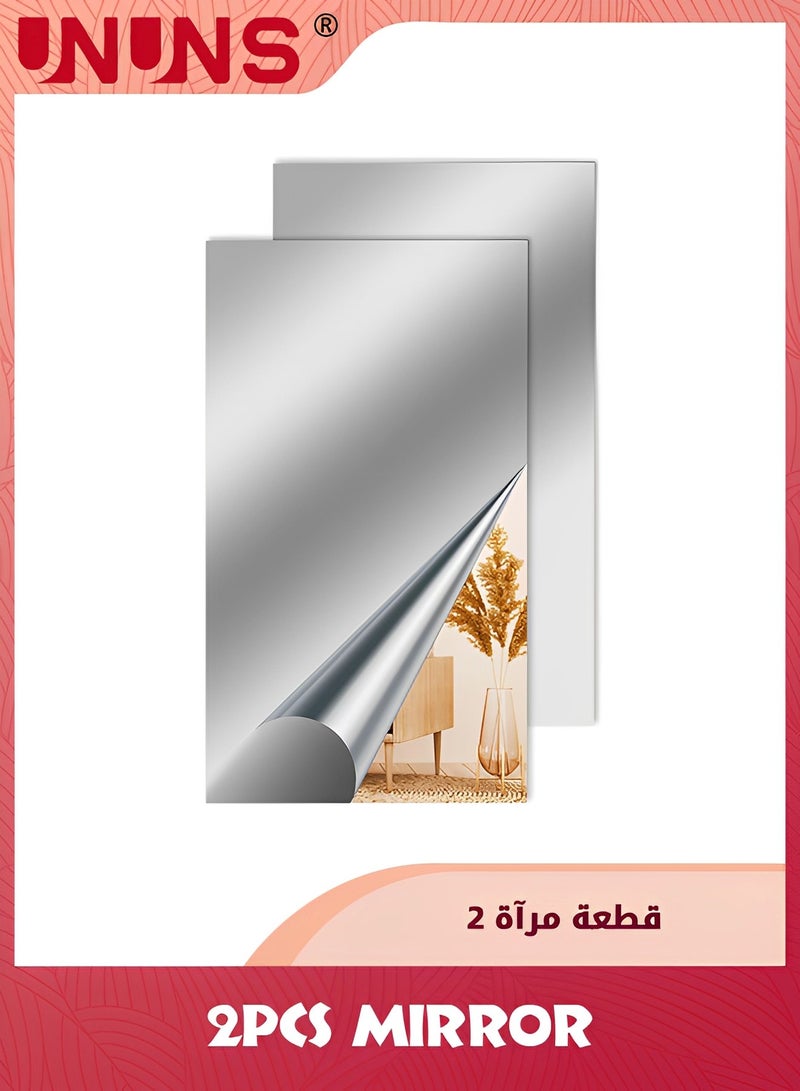 Acylic Mirror Wall Stickers,2 Pack 40x50cm Adhesive Mirror Sheet Soft Non Glass,Frameless Tiles For Mounted Mirror,Bedroom,Home Gym,Bathroom,Kitchen,Door