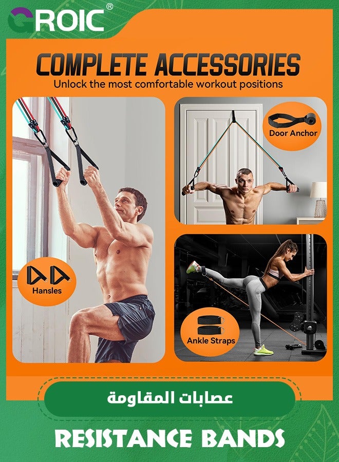 Resistance Bands with Handles, Door Anchor and Ankle Straps,Exercise Bands Resistance Bands Set,Pilates Flexbands Stretch Workout Bands with Door Anchor(150lbs)