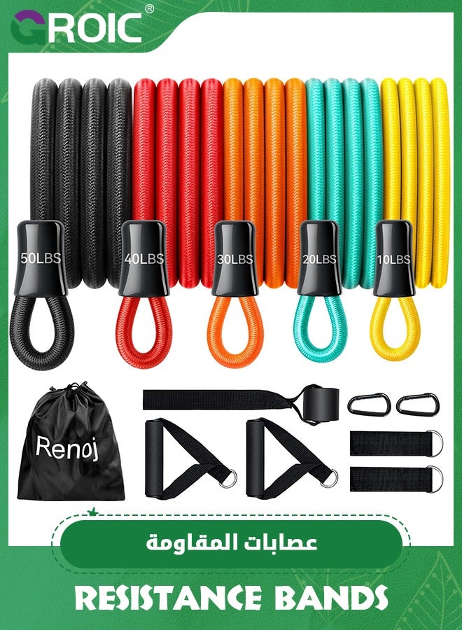 Resistance Bands with Handles, Door Anchor and Ankle Straps,Exercise Bands Resistance Bands Set,Pilates Flexbands Stretch Workout Bands with Door Anchor(150lbs)