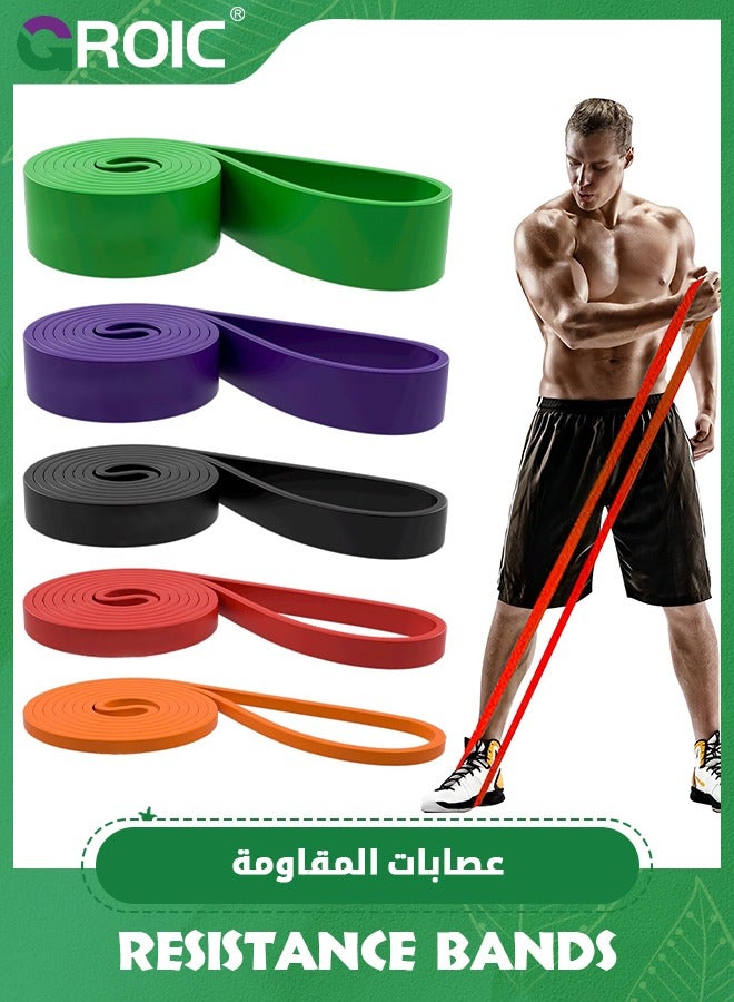 5 Resistance Bands, Pull Up Assist Bands,Workout Bands, Eexercise Bands, Long Resistance Bands Set for Working Out, Fitness, Training, Physical Therapy,Heavy Duty Resistance Band Set