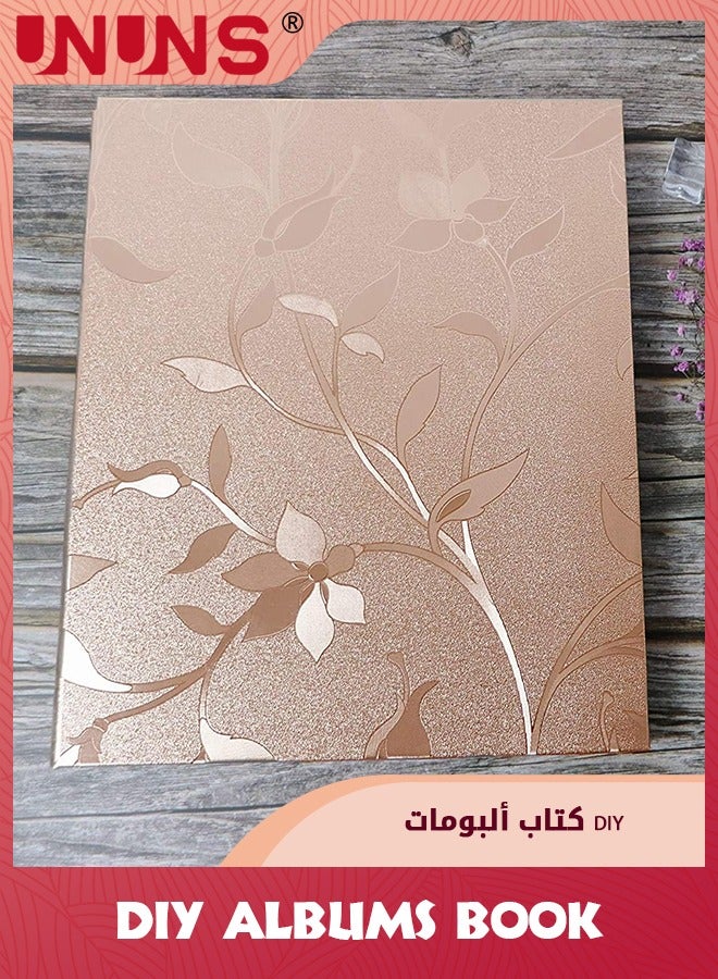 Photo Albums,6x4 Inch 600 Photos Extra Large Capacity Family Wedding Picture Albums Photo Book,Horizontal And Vertical Photos Leather Cover Hand Made DIY Albums,Big Leaf Champagne Gold