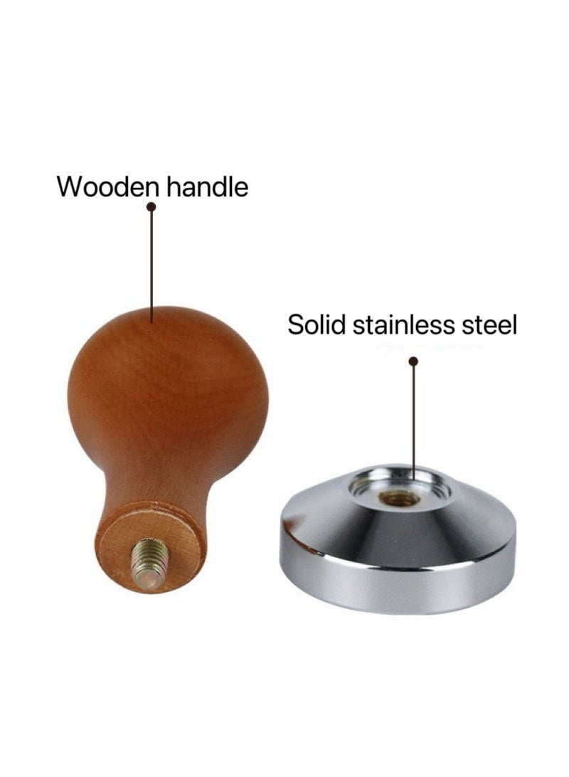 Stainless steel press hammer latte art cup cloth powder wooden handle press hammer coffee machine handle cloth powder maker coffee utensils set