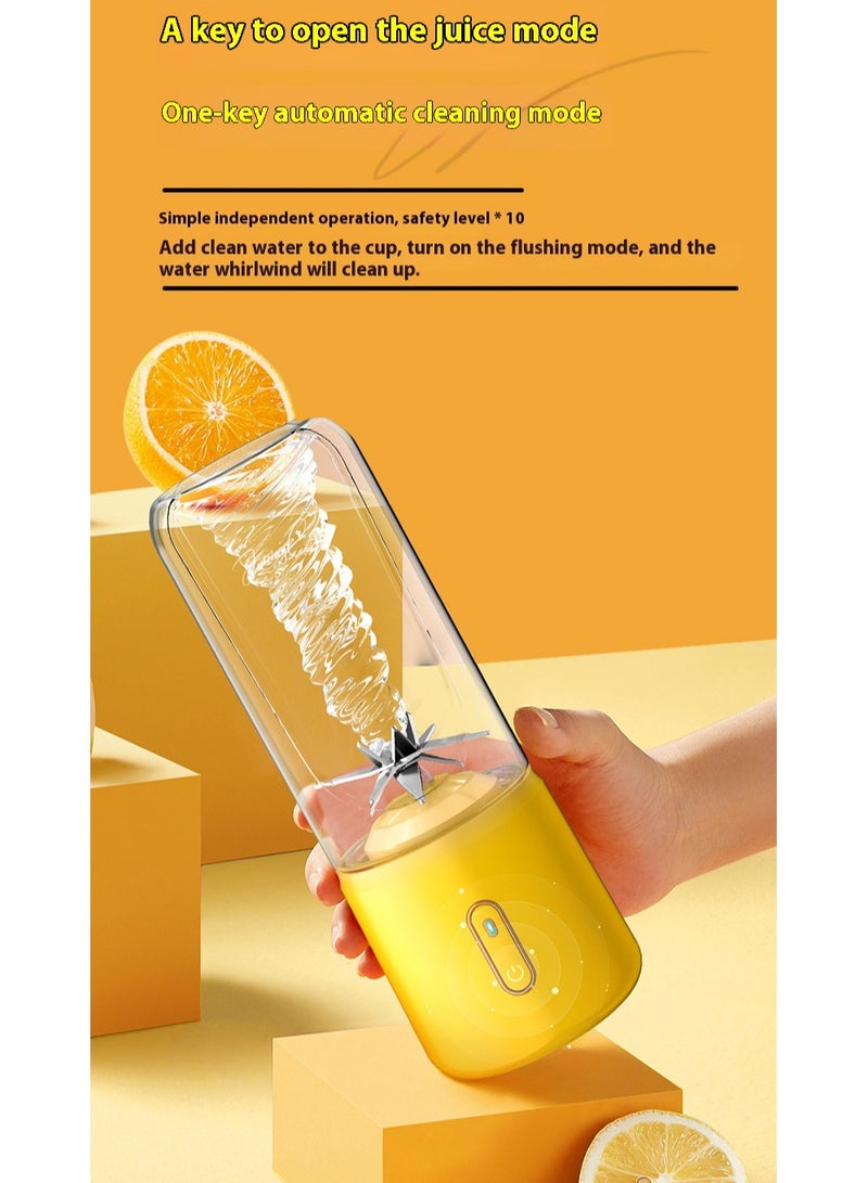 500ML Wireless Portable Blender,Powerful 12 Blades,USB-C Rechargeable,  Personal Size Handheld Blender Electric Juicer Blender, Juice Maker Mixer Shakes Juicer Machine, Baby Food Maker (Yellow)