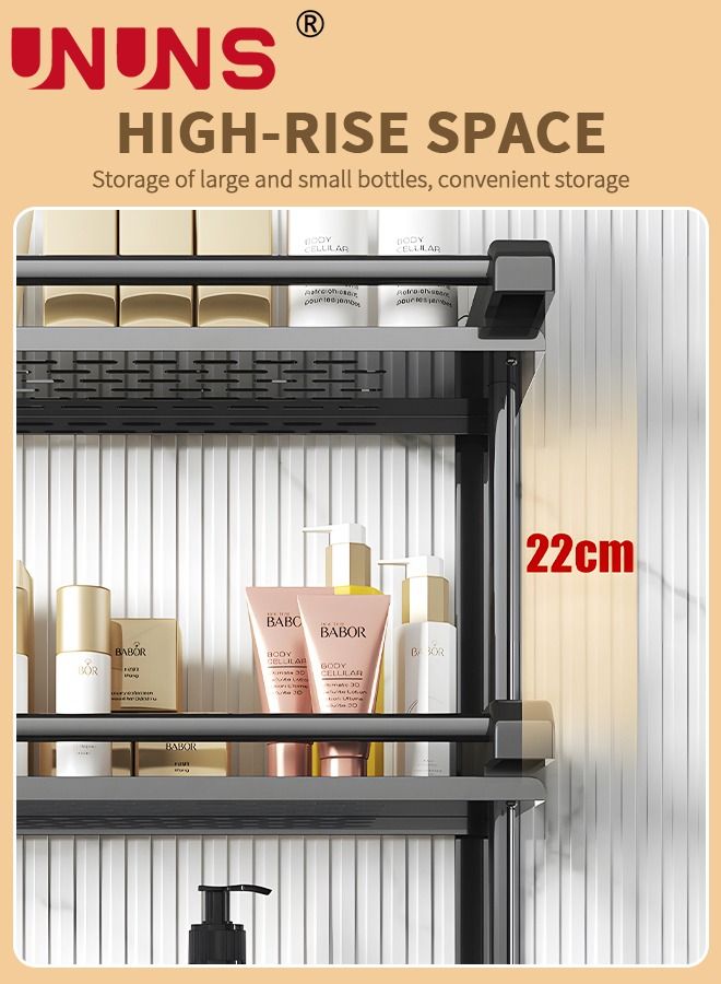 Bathroom Rack With Towel,2 Tier Bathroom Wall Shelf Shower Storage Rack With Hooks,Storage Organizer Shelf For Bathroom Kitchen