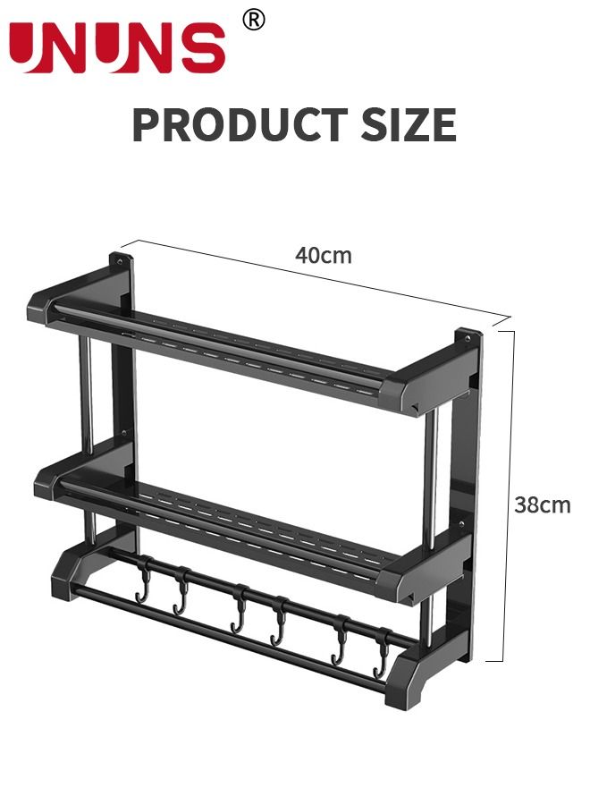 Bathroom Rack With Towel,2 Tier Bathroom Wall Shelf Shower Storage Rack With Hooks,Storage Organizer Shelf For Bathroom Kitchen