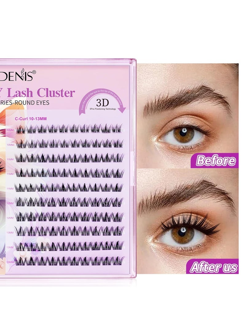 100Pcs Lashes Cluster DIY Lash Extension Kit Cute Dog Series 10-13mm Mix Individual Lashes Dog Eye Lashes Natural Look Cluster Lashes C Curl Wispy False Eyelashes Lash Kit