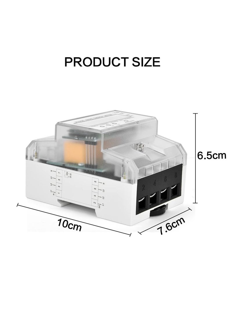 Digital 3 Phase Electricity Meter, Calibrated Three Wire Current Meter for 230/400V Power Systems, Top Hat Rail Mounted with LCD Display (5-100A)