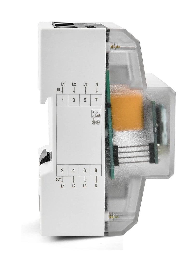 Digital 3 Phase Electricity Meter, Calibrated Three Wire Current Meter for 230/400V Power Systems, Top Hat Rail Mounted with LCD Display (5-100A)