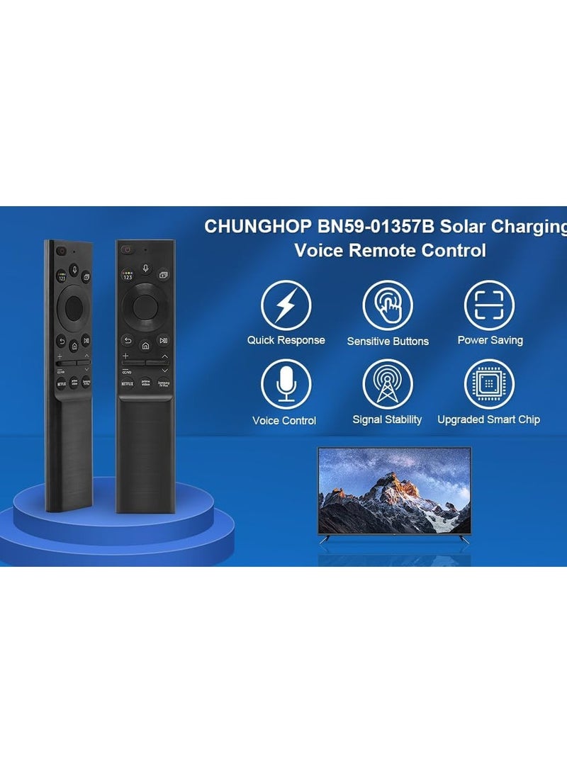 Solar Powered Voice Remote Control BN59-01357 Suitable for Samsung Smart TVs Solar Powered Remote Control with 3 Shortcut Buttons