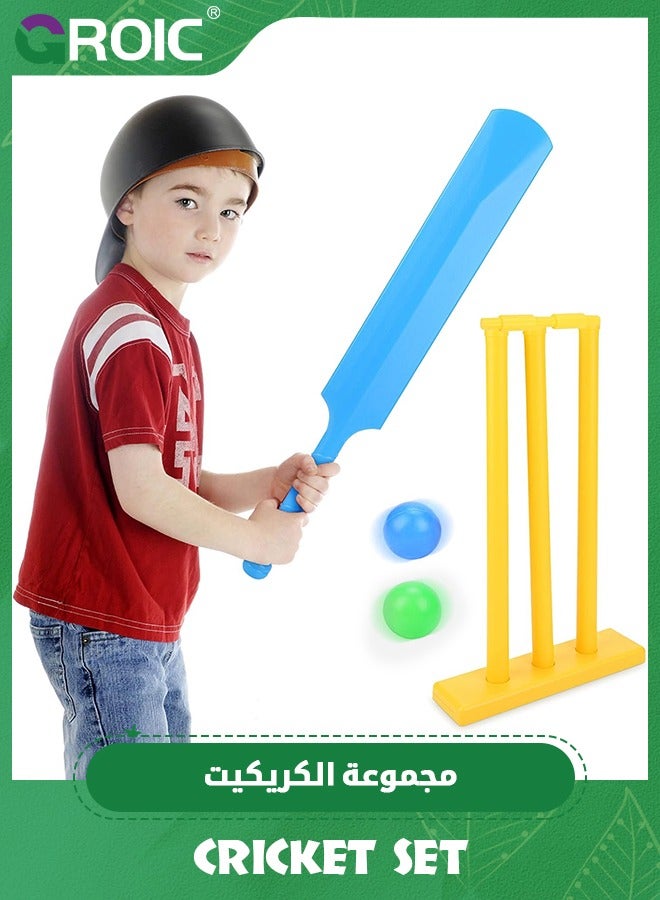 Kids Cricket Set ABS Plastic Cricket Bat Set Cricket Bat and Ball Beach Wicket Stand Kit for Children Toddler Parent-Child Sports Interaction Hand-Eye Coordination Cultivation Sports Game