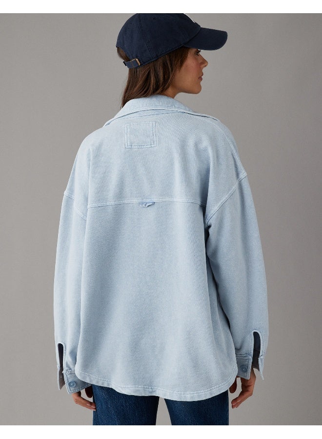 AE Oversized Knit Button-Up Shirt