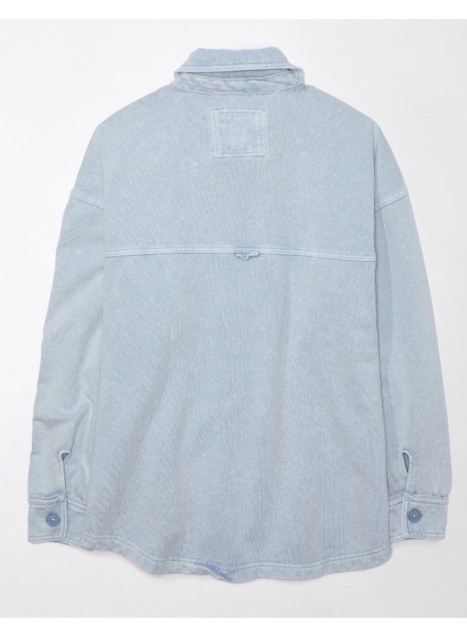 AE Oversized Knit Button-Up Shirt