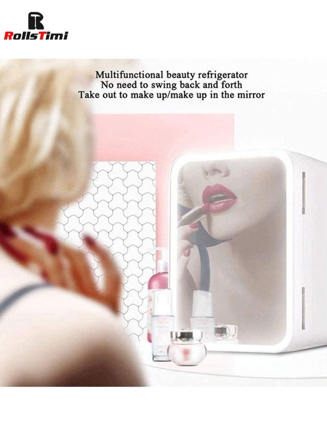 Mini Fridge Portable Beauty Skincare Makeup Fridge with LED Mirror AC DC Thermoelectric Cooler and Warmer Refrigerators