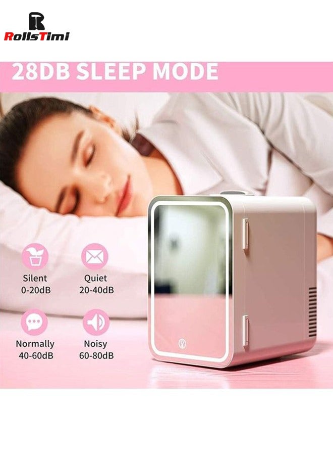 Mini Fridge Portable Beauty Skincare Makeup Fridge with LED Mirror AC DC Thermoelectric Cooler and Warmer Refrigerators