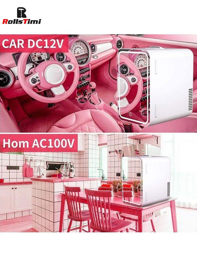 Mini Fridge Portable Beauty Skincare Makeup Fridge with LED Mirror AC DC Thermoelectric Cooler and Warmer Refrigerators