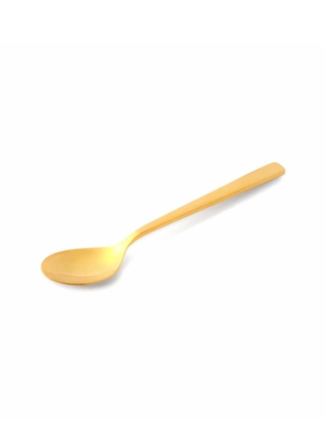 12pcs Cutlery Set, 18/10 Stainless Steel, Flatware Set, 12pcs Tea Spoon, Shine Gold with Sand Blasting Handle, for Home Kitchen, Mirror & Matte Polish - Dishwasher Safe