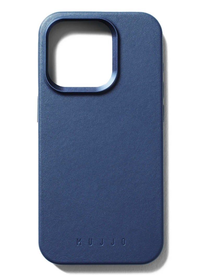 Mujjo Leather Case for iPhone 15 Pro - Leather Case, MagSafe Compatible, Premium European Leather, Slim & Stylish Profile, Enhanced Phone & Camera Lens Protection, Recycled Materials (Monaco Blue)