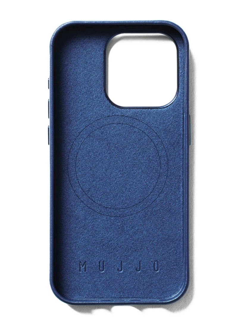 Mujjo Leather Case for iPhone 15 Pro - Leather Case, MagSafe Compatible, Premium European Leather, Slim & Stylish Profile, Enhanced Phone & Camera Lens Protection, Recycled Materials (Monaco Blue)