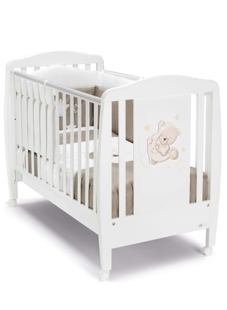 Cam- Baby Crib - Orso Luna - Two Position Mattress Base Heights, From 0 To 36 Months, Drawer, Four Castors, Two Of Which Have A Safety Brake, Playard, Baby Bed, Playpen, High Quality Made In Italy