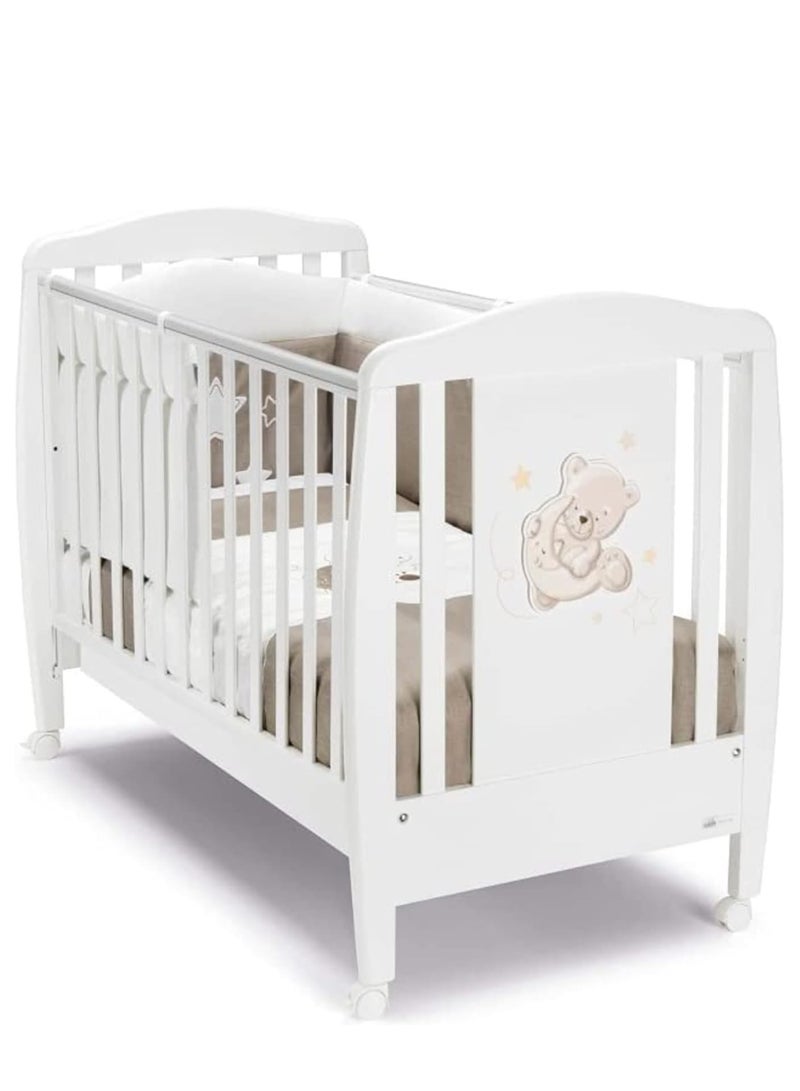 Cam- Baby Crib - Orso Luna - Two Position Mattress Base Heights, From 0 To 36 Months, Drawer, Four Castors, Two Of Which Have A Safety Brake, Playard, Baby Bed, Playpen, High Quality Made In Italy