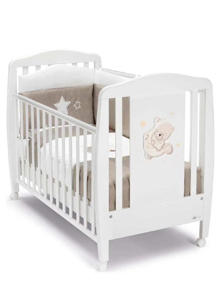 Cam- Baby Crib - Orso Luna - Two Position Mattress Base Heights, From 0 To 36 Months, Drawer, Four Castors, Two Of Which Have A Safety Brake, Playard, Baby Bed, Playpen, High Quality Made In Italy