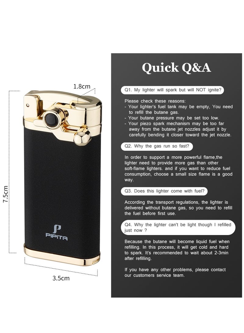 2pcs Torch Lighter Windproof  Jet Blue Flame Lighter , Adjustable Flame and Refillable Metal Lighter