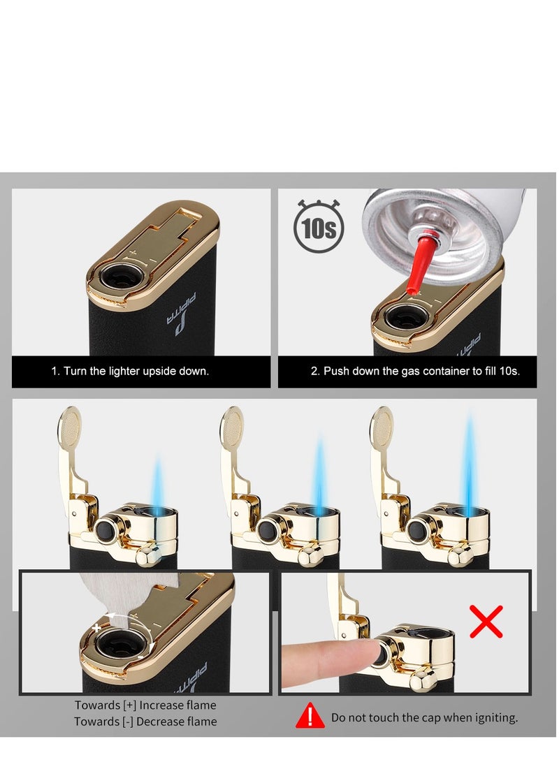 2pcs Torch Lighter Windproof  Jet Blue Flame Lighter , Adjustable Flame and Refillable Metal Lighter