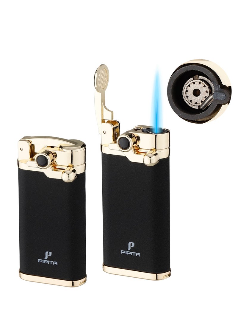 2pcs Torch Lighter Windproof  Jet Blue Flame Lighter , Adjustable Flame and Refillable Metal Lighter