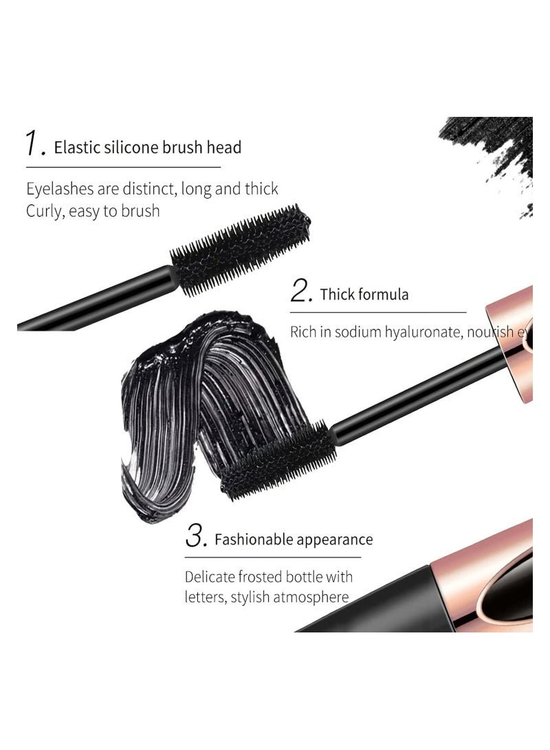 3 Pcs 4D Silk Fiber Lash Mascara, Lengthening and Thick, Volume, Long Lasting, Waterproof Smudge-Proof, All Day Full, Long, Thick, Smudge-Proof Eyelashes, Hypoallergenic Formula