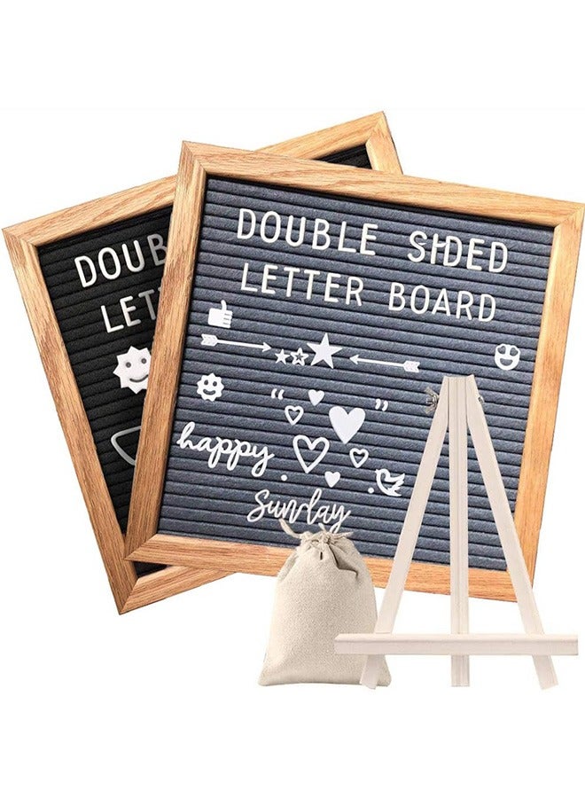 Double Sided Felt Letter Board with Rustic Wood Frame,439 Precut White Letters,Months & Days & Script Cursive Words,Wall & Tabletop Display Decor