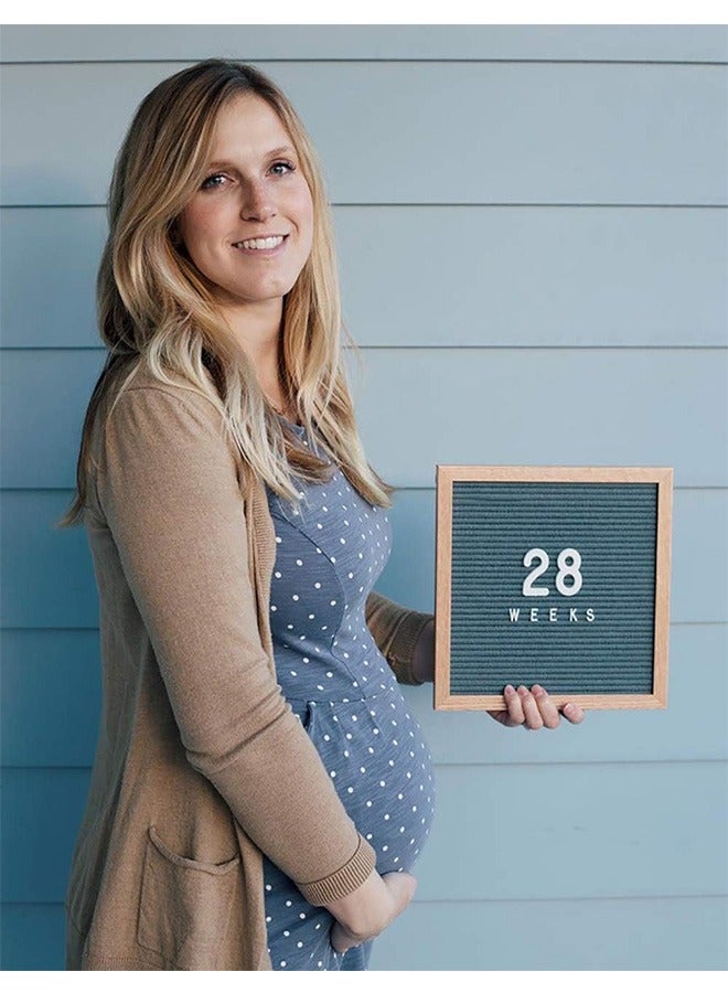 Double Sided Felt Letter Board with Rustic Wood Frame,439 Precut White Letters,Months & Days & Script Cursive Words,Wall & Tabletop Display Decor