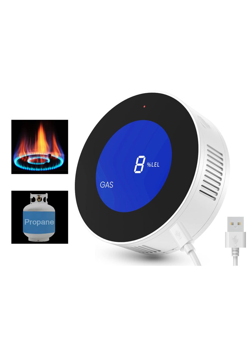 Upgraded Natural Gas and Propane Methane Detector for Home, Kitchen, RVs, and Garage - Features Digital Display, Alarm Sound, and Power Cord for Accurate Leak Detection.