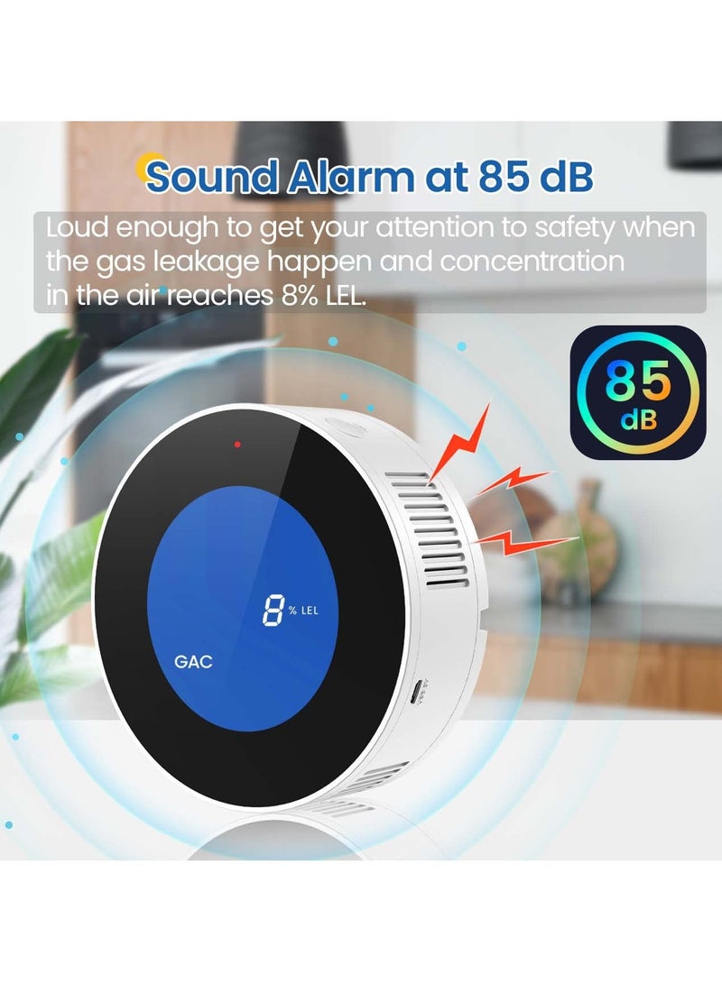 Upgraded Natural Gas and Propane Methane Detector for Home, Kitchen, RVs, and Garage - Features Digital Display, Alarm Sound, and Power Cord for Accurate Leak Detection.