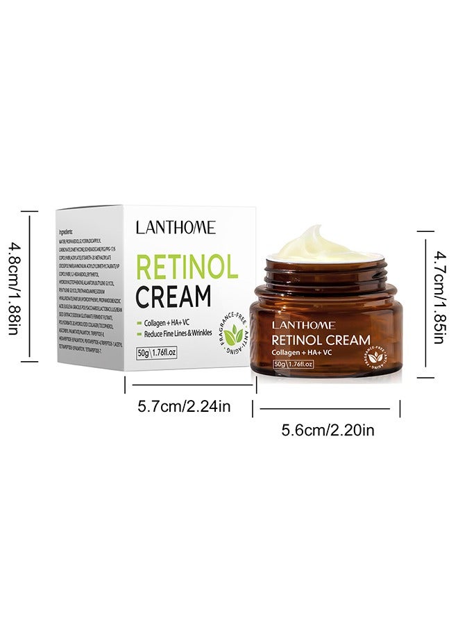 Retinol Cream-Reduce Fine Lines & Wrinkles,Collagen +Ha +Vc Retinol Firming Cream 50ml