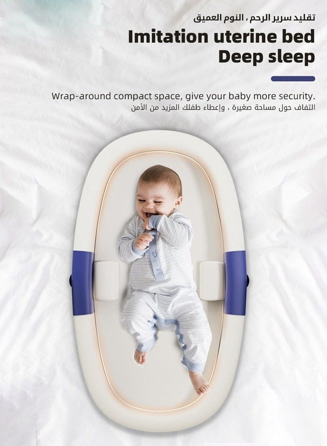 Baby Lounger Bed, Infant Nest, Portable Newborns Sleeper Bassinets, Travel Baby Lounger for Boys Girls With 1 Canopy 1 Mosquito Net 1 Cushion 2 Shaping Pillow