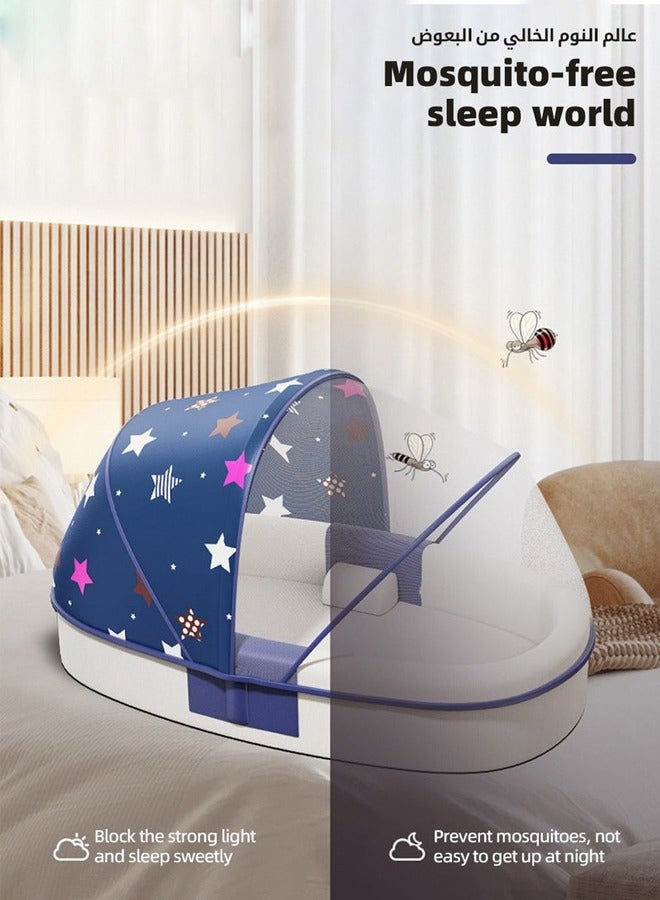 Baby Lounger Bed, Infant Nest, Portable Newborns Sleeper Bassinets, Travel Baby Lounger for Boys Girls With 1 Canopy 1 Mosquito Net 1 Cushion 2 Shaping Pillow