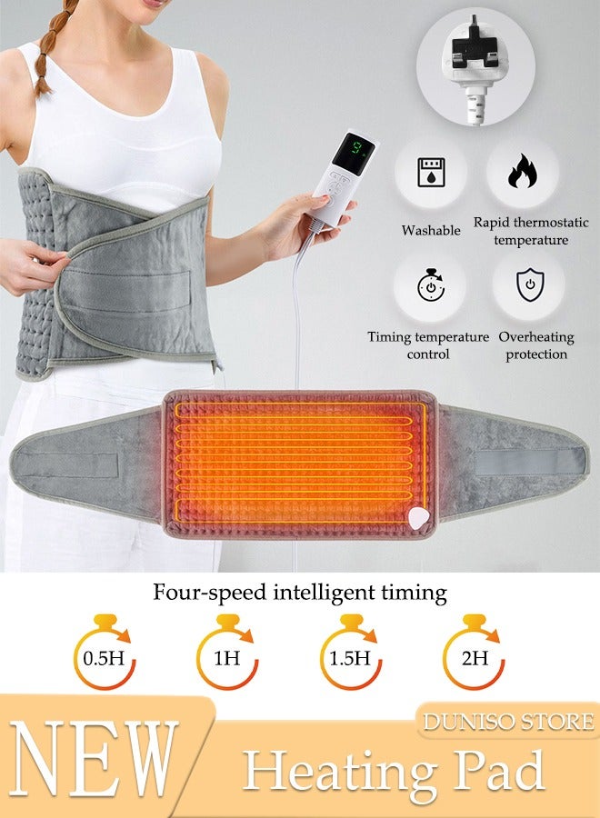 Electric Heating Pad for Back, Heated Waist Belt Wrap for Back Pain and Cramps Relief, 9 Temperature Options, 4 Timer Settings, for Back Heating Pad Cramps, Waist, Lumbar