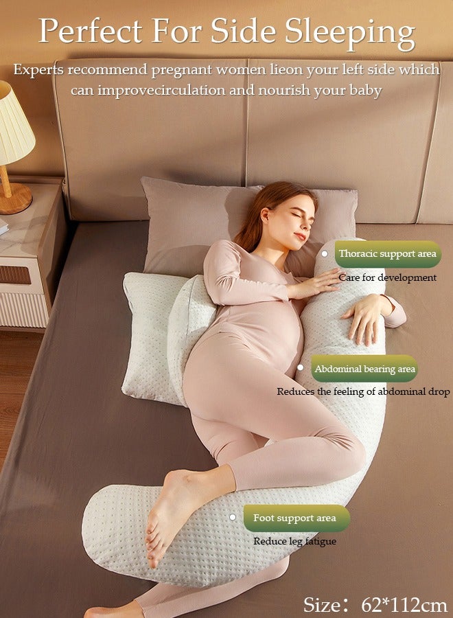 H Shaped Full Body Pregnancy Pillow for Pregnant Women, Soft Pregnancy Body Pillow Support for Back, Hips, Legs, Belly, Maternity Pillow with Detachable and Adjustable Pillow