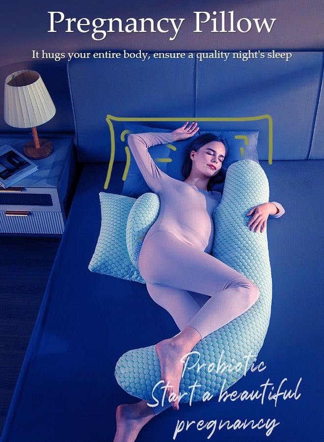 H Shaped Full Body Pregnancy Pillow for Pregnant Women, Soft Pregnancy Body Pillow Support for Back, Hips, Legs, Belly, Maternity Pillow with Detachable and Adjustable Pillow