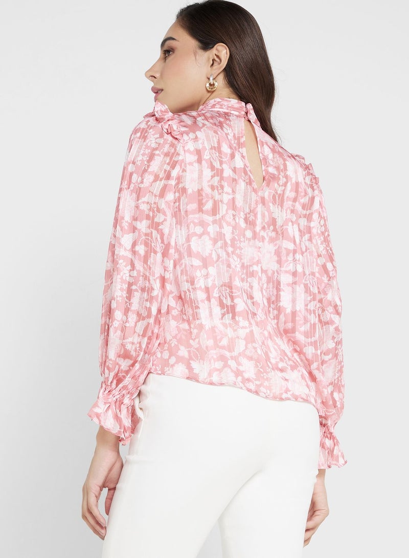 Puff Sleeve Printed Top