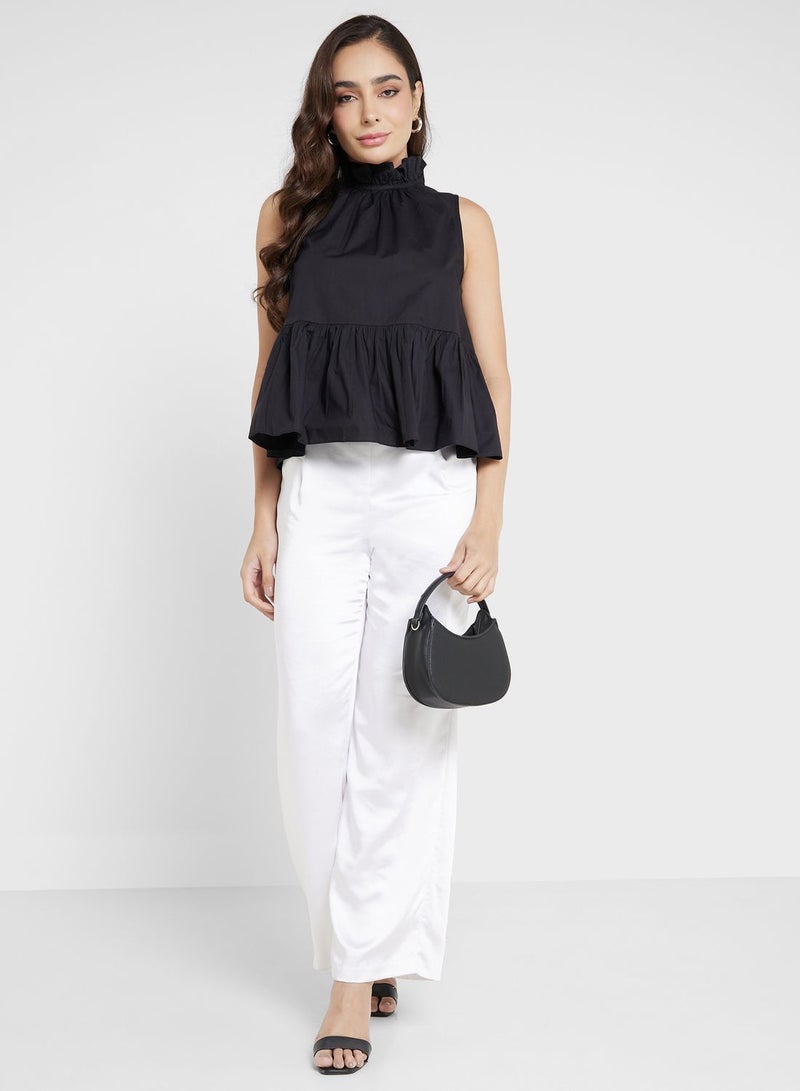 High Neck Ruched Waist Top