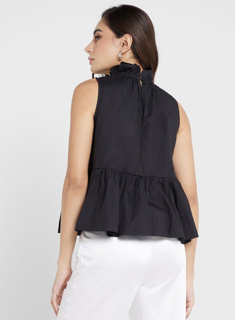 High Neck Ruched Waist Top